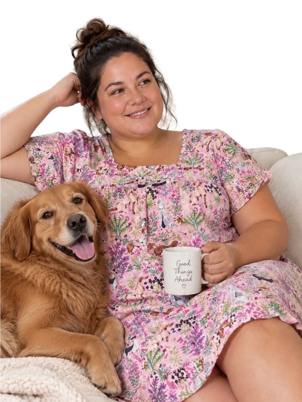 Printfresh Must Love Dogs 2X Nightgown Pink Poodle Frenchie NEW